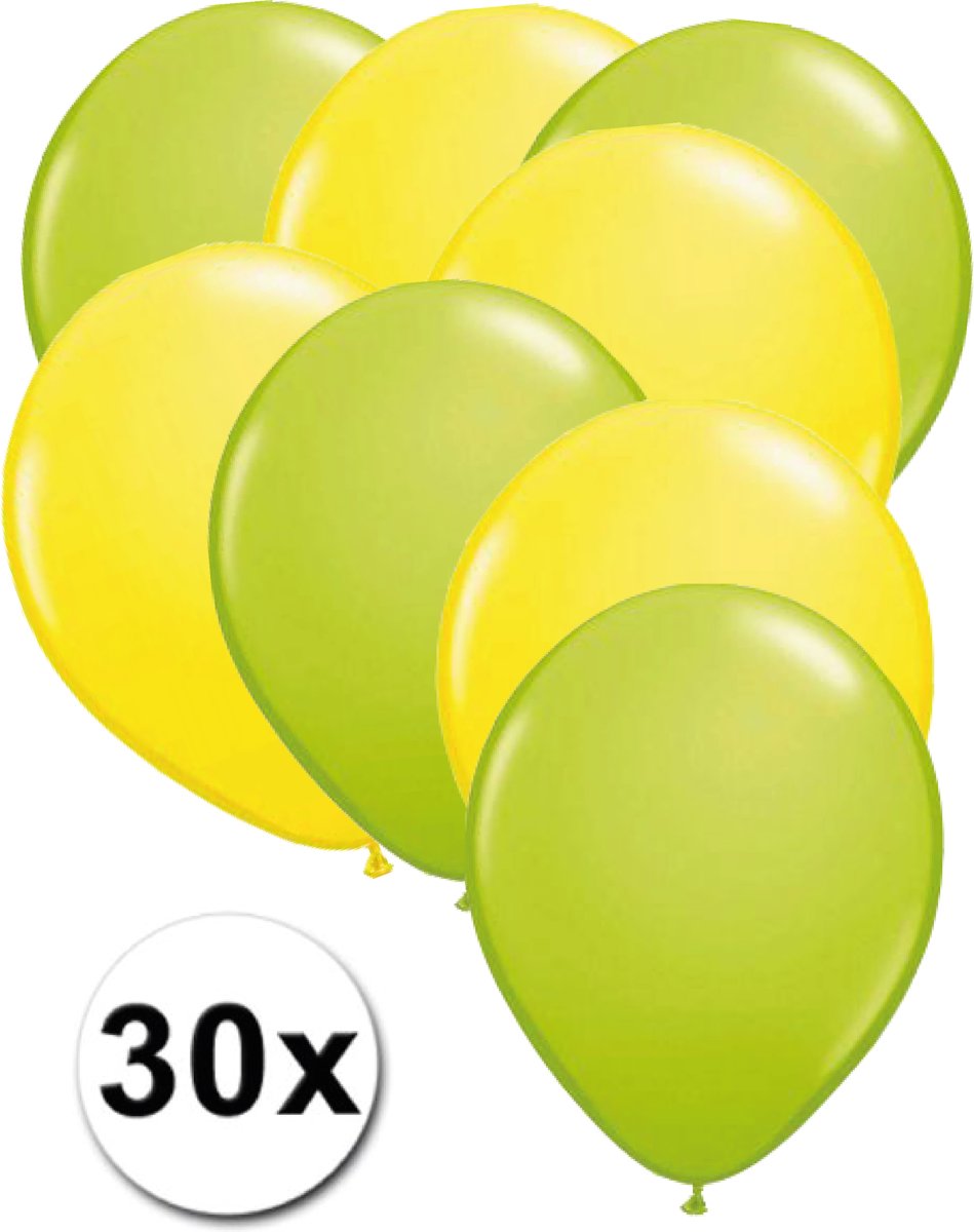 Ballonnen Licht groen & Geel 30 stuks 27 cm